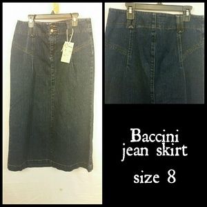 Baccini jean skirt. Size 8. Low price! Modest.