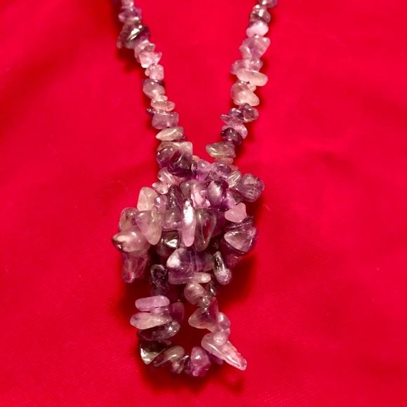 Natural Purple Amethyst Necklace & Silk - Picture 2 of 5