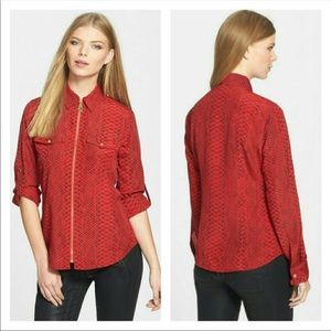 MK Snake print Zip Up Blouse