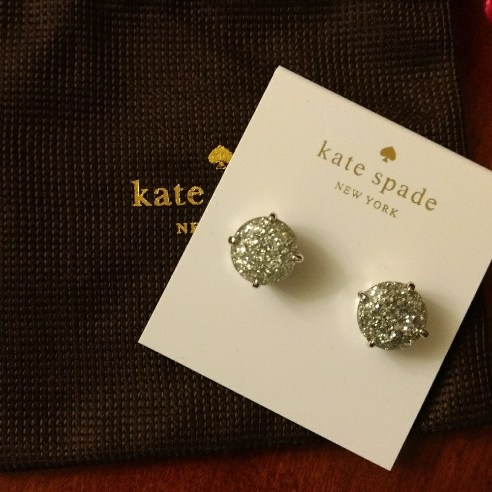 Kate Spade Silver Glitter Stud Earrings