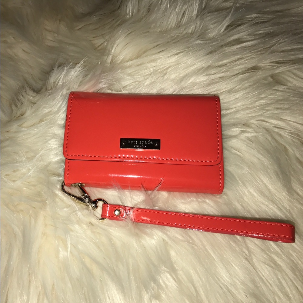 Coral Kate Spade iPhone 4 wristlet wallet