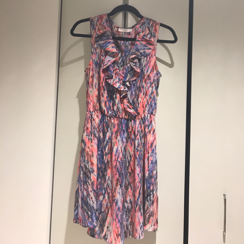 Lush Pink and Blue Ruffle Dress M