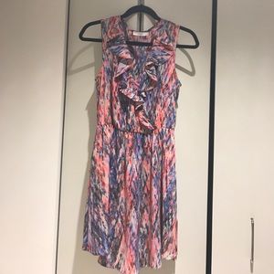 Lush Pink and Blue Ruffle Dress M