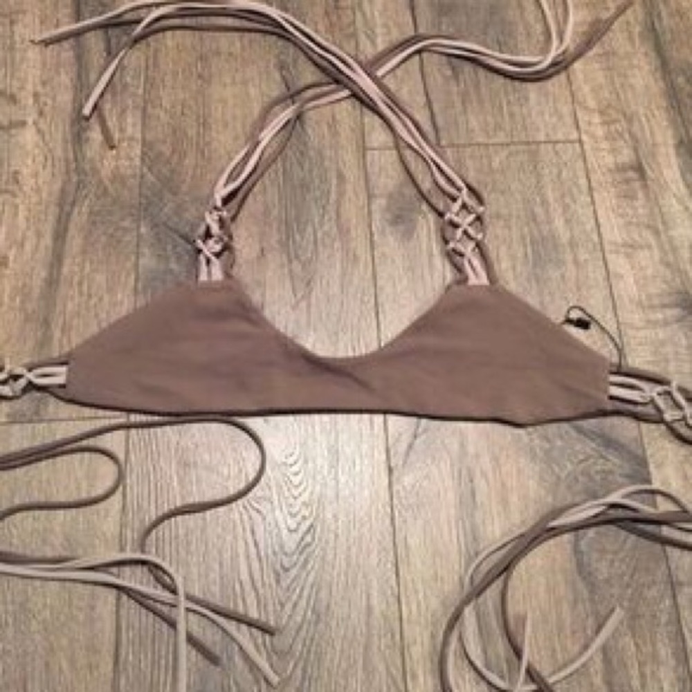 Siempre Golden Taupe Strappy Bikini Top
