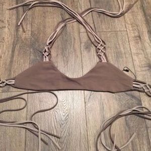 Siempre Golden Taupe Strappy Bikini Top