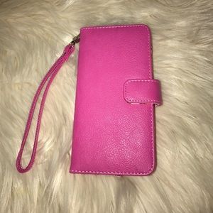 Pink iPhone 7 Plus wristlet wallet