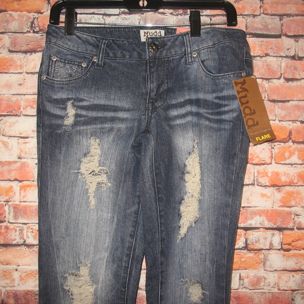 NWT KOHLS-MUDD-SZ 7-DISTRESSED/EMBELLISHED-FLARE-