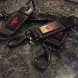 Authentic Polo Key Chain red black metal leather