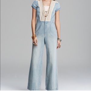 Free People Vintage Light Blue Denim Jumpsuit sz 4
