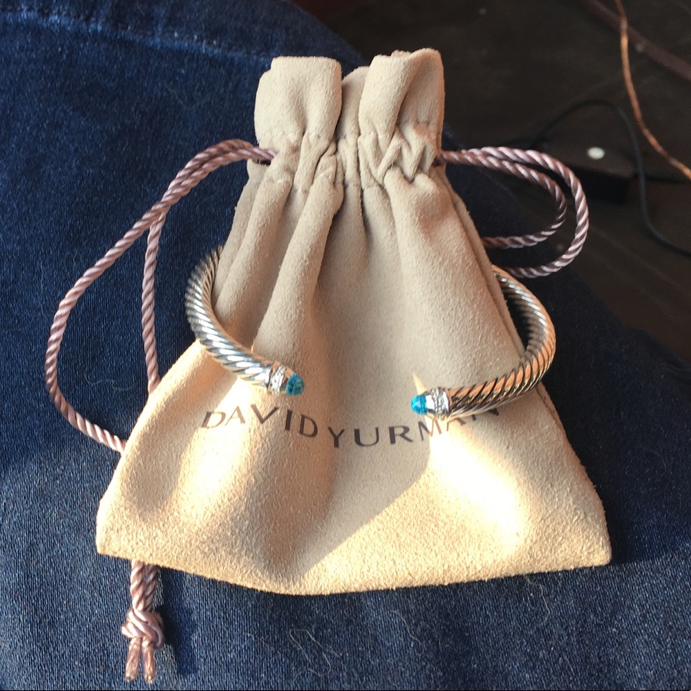 David Yurman London Blue Topaz diamond Cuff SZ 6.5