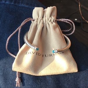 David Yurman London Blue Topaz diamond Cuff SZ 6.5