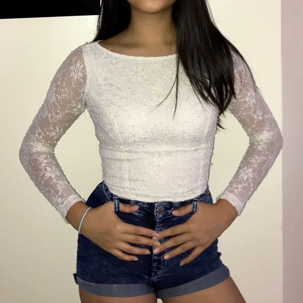 Trendy White long sleeved Top