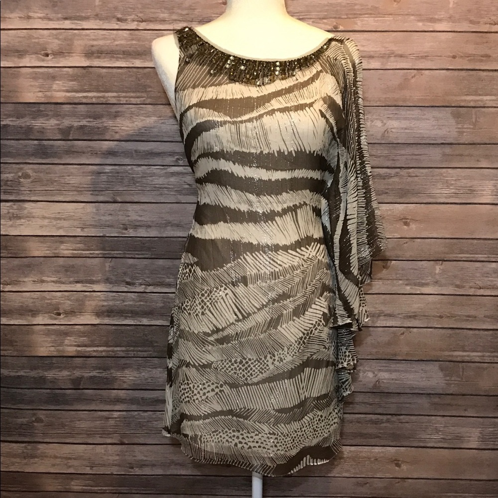 BCBGMaxAzria one shouldered animal print dress