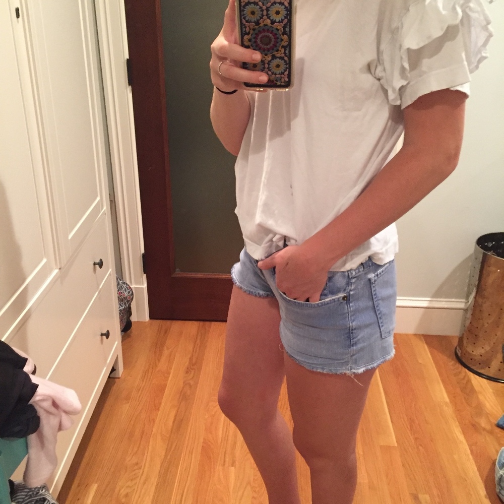 Soft Light Wash Jean Shorts