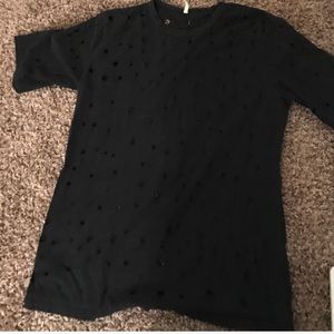 Lf distressed oversized black tee