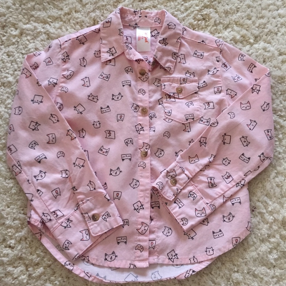 Cat & Jack target girls kitty blouse shirt XS 4-5