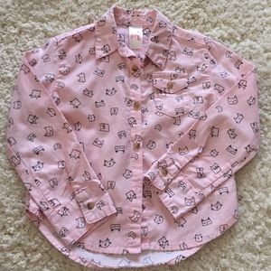 Cat & Jack target girls kitty blouse shirt XS 4-5