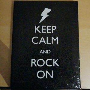 Black keep calm and rock on canvas