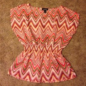 Coral orange chevron top