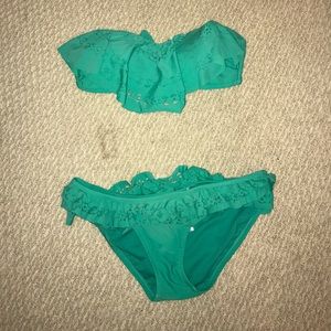 S Two piece green bathing suit