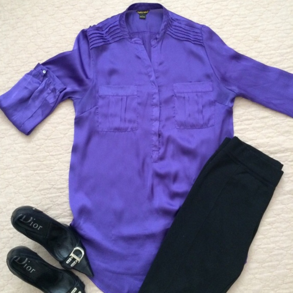 Silky Purple Long Sleeve Blouse