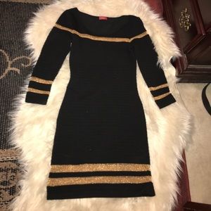 Black with gold mini dress