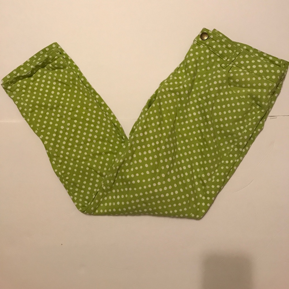Cold water Creek Lime Green Polka Dot Capris