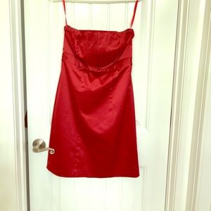 Satin Red tube dress.