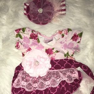 She bloom romper with headband 9m