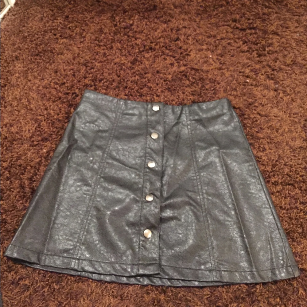 Leather button up skirt