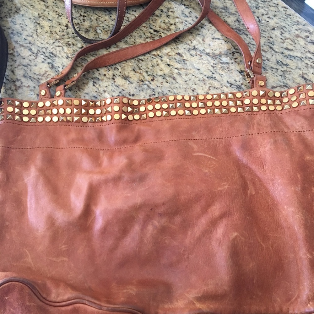 Large Tory Burch leather gold studded tote