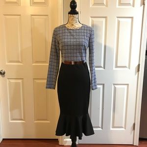 Windowpane Midi Dress