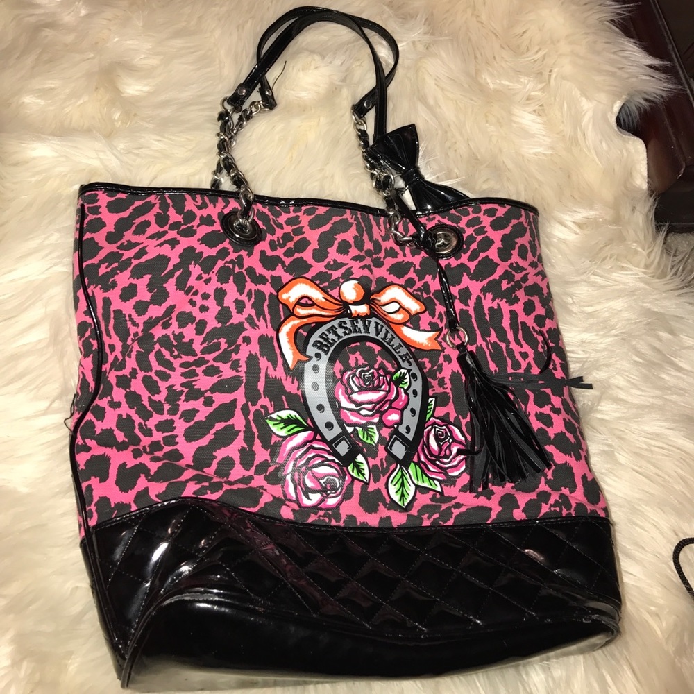 Betsey Johnson cheetah print tote bag