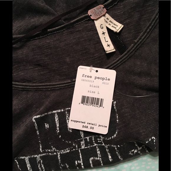 Free People Distressed Dark Grey Graphic Tank NWT - Picture 7 of 7