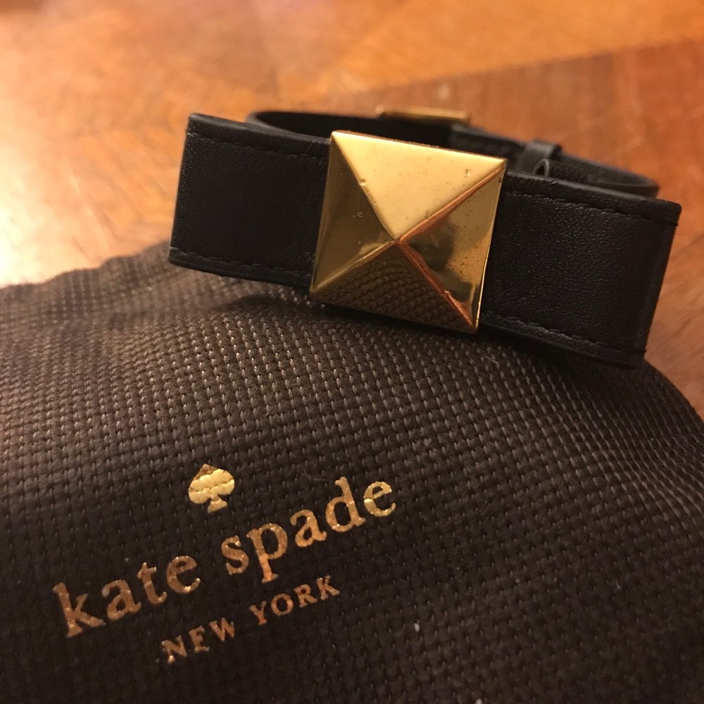 Kate spade black leather bow bracelet