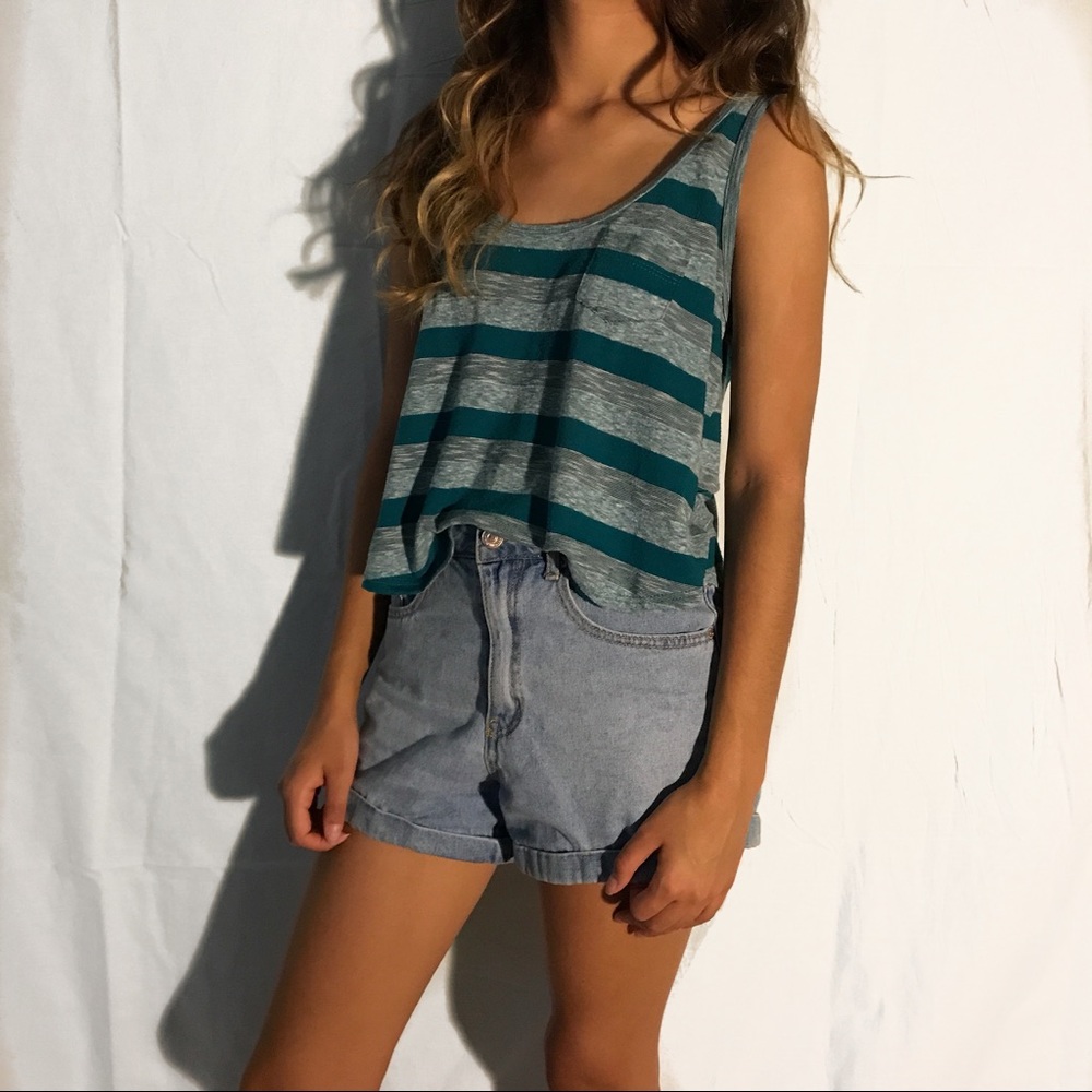 Turquoise Striped Tank