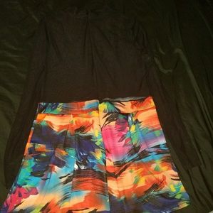 Black Mesh Top w/Coloful Shorts Romper