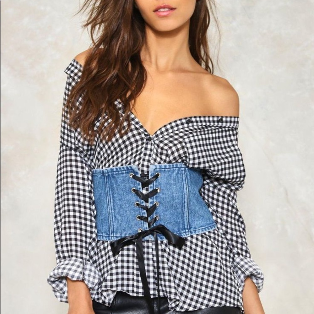 🦄Denim ribbon lace up belt🦄