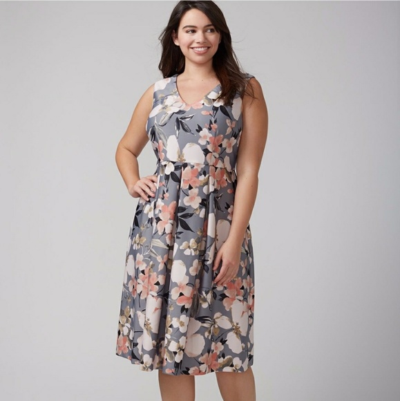 Lane Bryant Dresses & Skirts - Lane Bryant plus FLORAL SCUBA FIT & FLARE DRESS