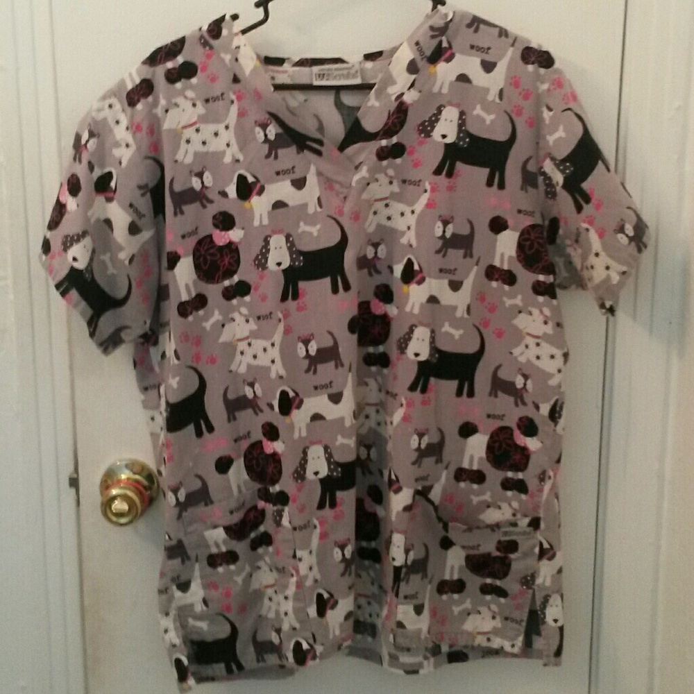 Adorable Puppy Dog Scrub Top