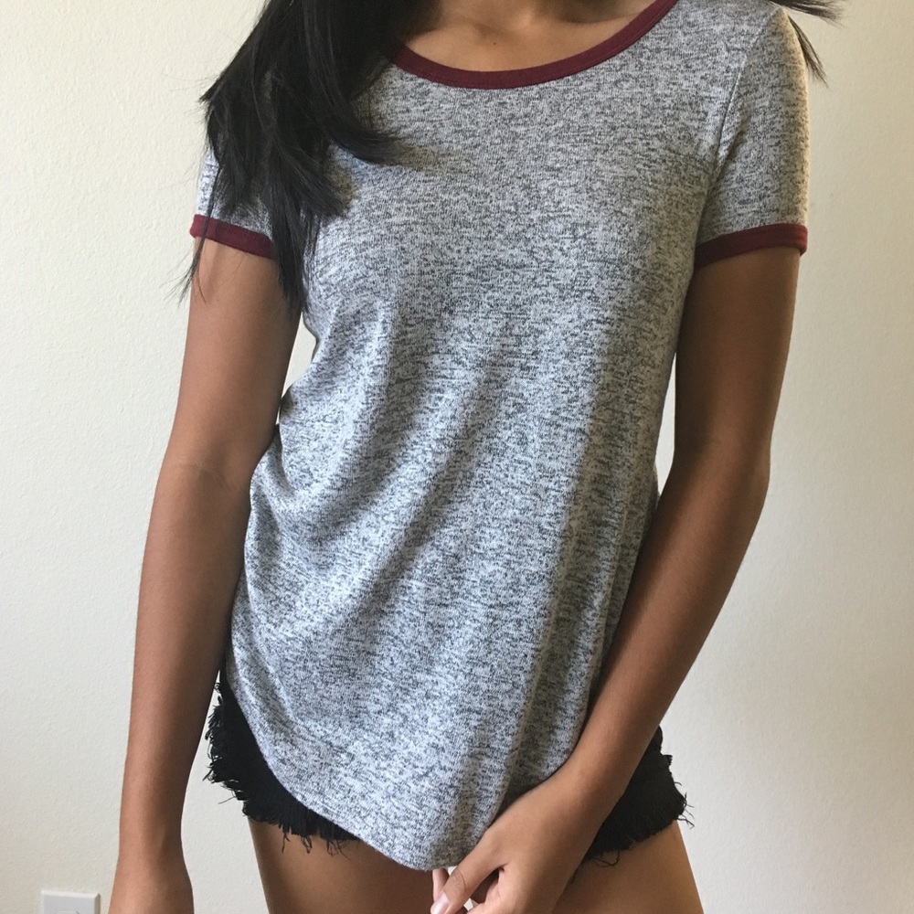 Gray and white top