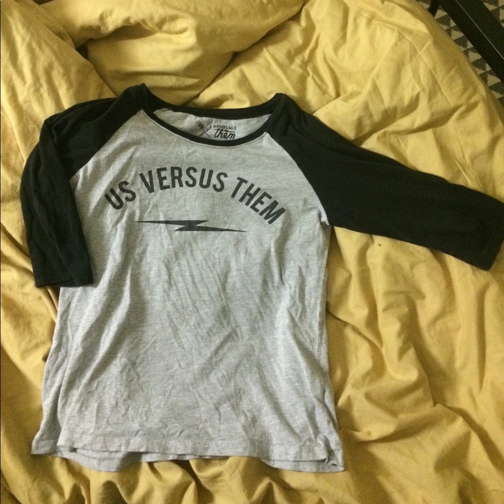 Us vs. then baseball tee