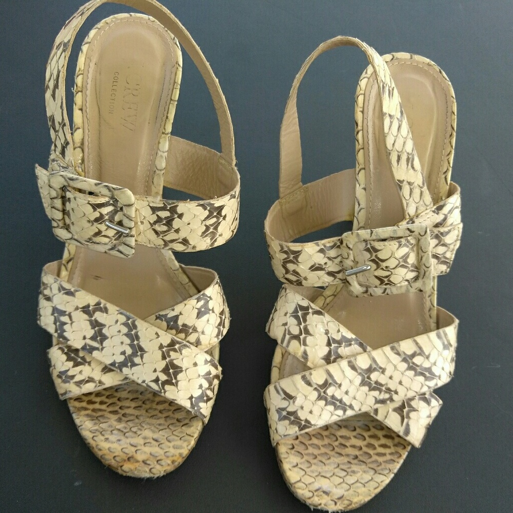 Genuine Snake Skin Strap Sandals - J Crew