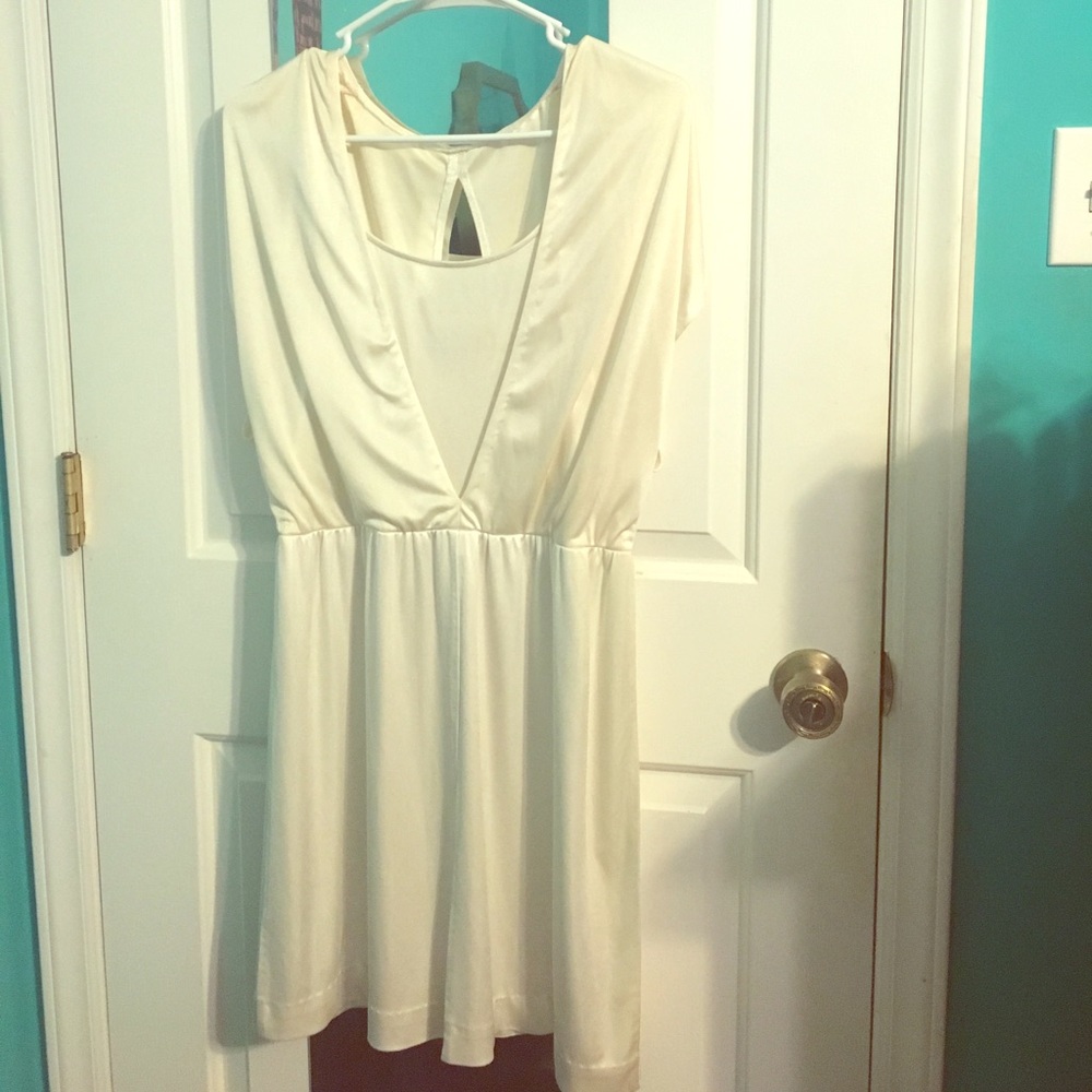 Halston Heritage ivory satin dress