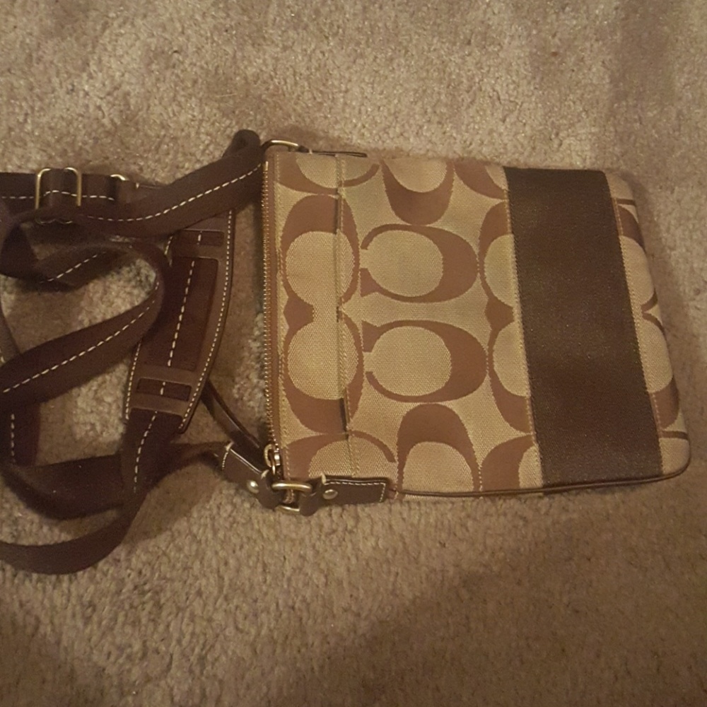 Mini brown/tan coach crossbody bag