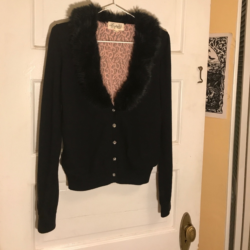 Retro Faux Fur Collar Sweater
