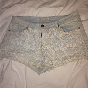 Lace jean shorts