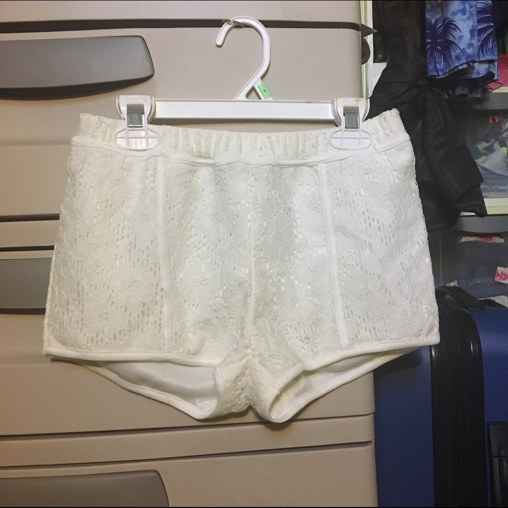 Ivory lace shorts