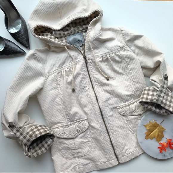 Daytrip Jackets & Blazers - Daytrip Coat Rollable Gingham Sleeves Cream Size L