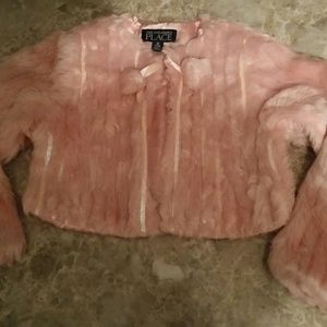Cropped Pink Faux Fur Coat